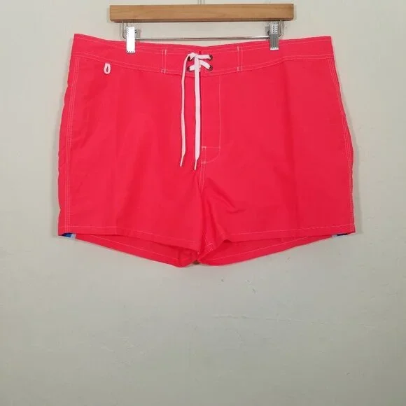 NWOT Sundek Swim Trunks Men's Fluo Orange Rainbow Shorts Size 38